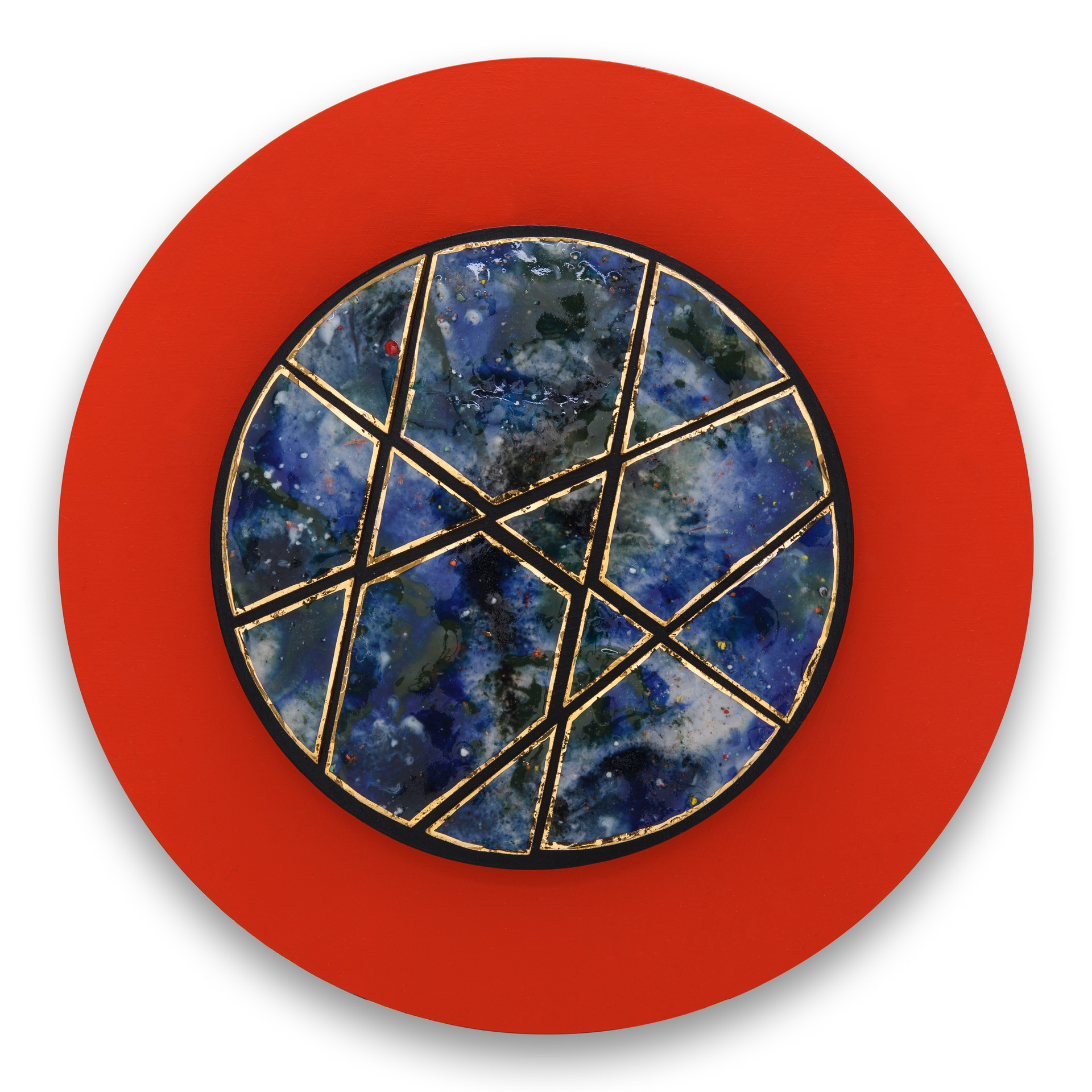 행성 _ planet. ceramic, 24k gold, acrylic on wood. 30 x 30cm