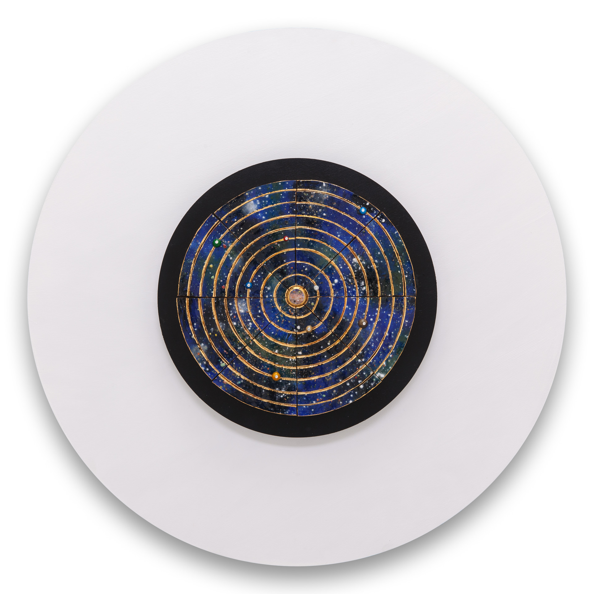 궤도 _ Orbit. ceramic, 24k, resin on wood. 57 x 57cm