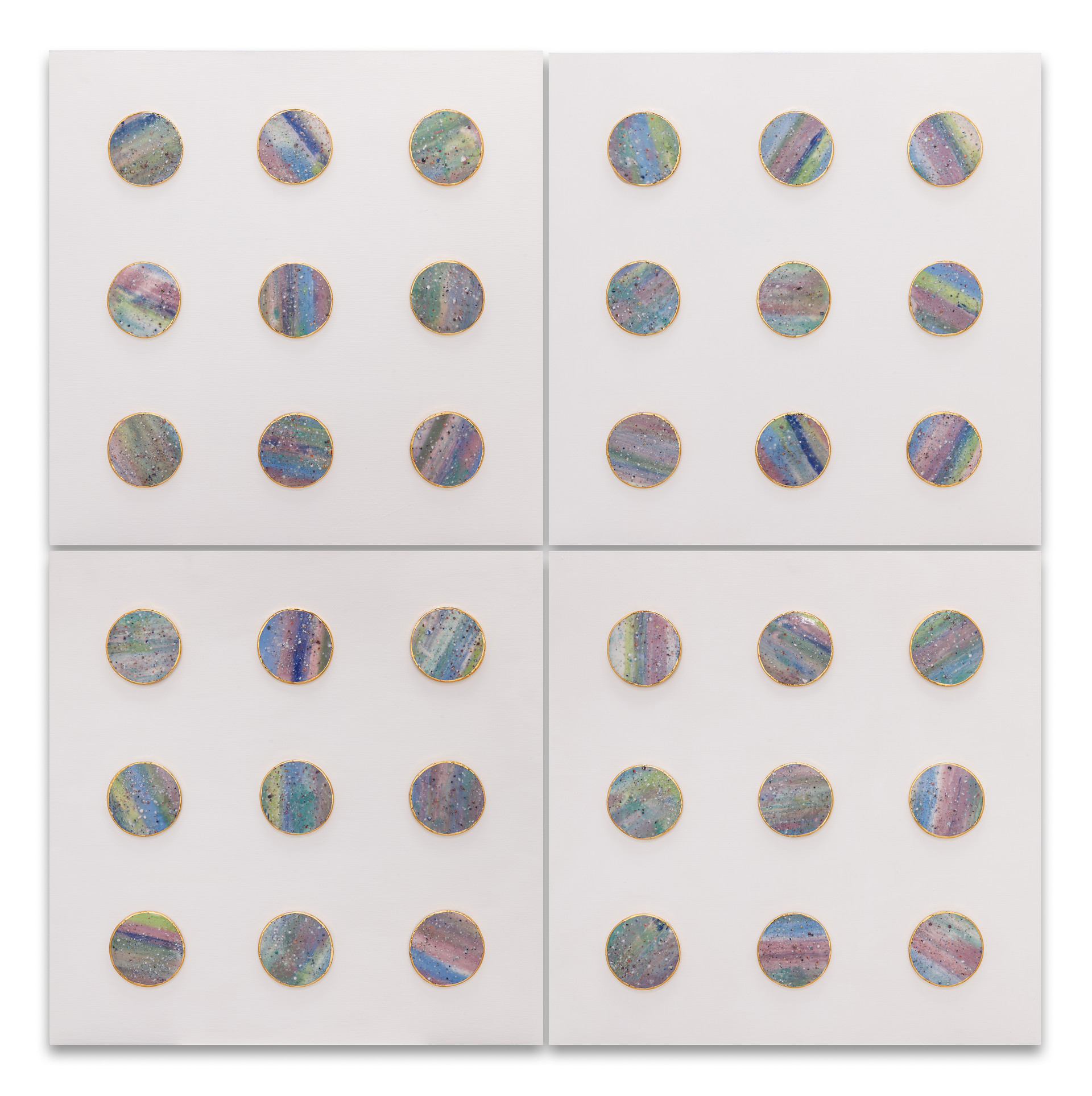 희망의 노래 Song of hope . ceramic, 24k gold on wood. 100x100cm