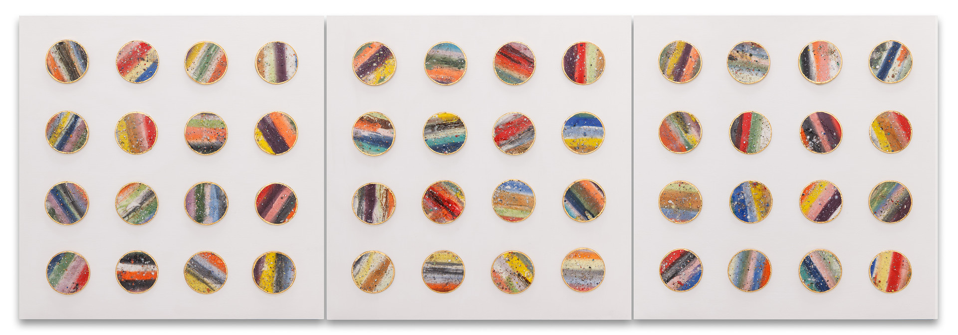 관계 _ Relationship. ceramic, 24k gold, acrylic on wood. 50x150cm