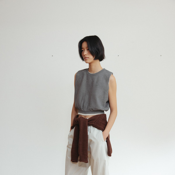 [MONOHA] / ☆ 25SS Cotton curve banding pants / 2 colors Cotton curve banding pants (light gray / dark gray) : MONOHA