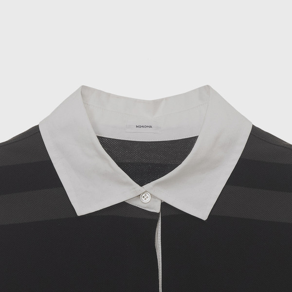 [MONOHA] / ☆ 25SS Striped collar t-shirt / khaki Striped collar t-shirt (khaki) : MONOHA