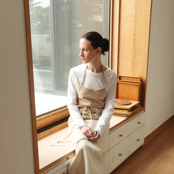 Linen blended skirt (ivory) : MONOHA