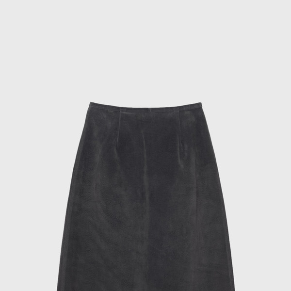 Suede wrap skirt (light beige / camel / gray) : MONOHA