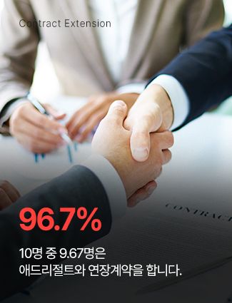 10명 중 9.67명은 애드리절트와 연장계약을 합니다.
