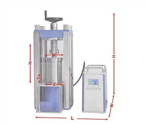 Diagram of hydraulic powder press size