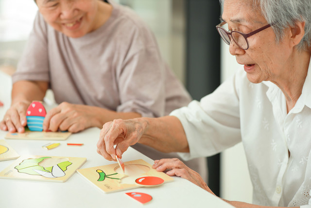 <p style="text-align: left; "><span style="font-size: 20px;"><strong>기억력 향상 훈련</strong></span><br> 그림 카드 맞추기, 퍼즐 맞추기 등 두뇌 활성화 활동</p>