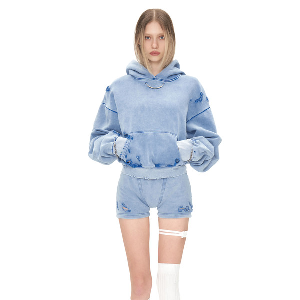 【604SERVICE】 DISTRESSED SHORTS IN PIGMENT WASHED BLUE ONLY 1 LEFT ] DISTRESSED SHORTS IN PIGMENT PIGMENT WASHED