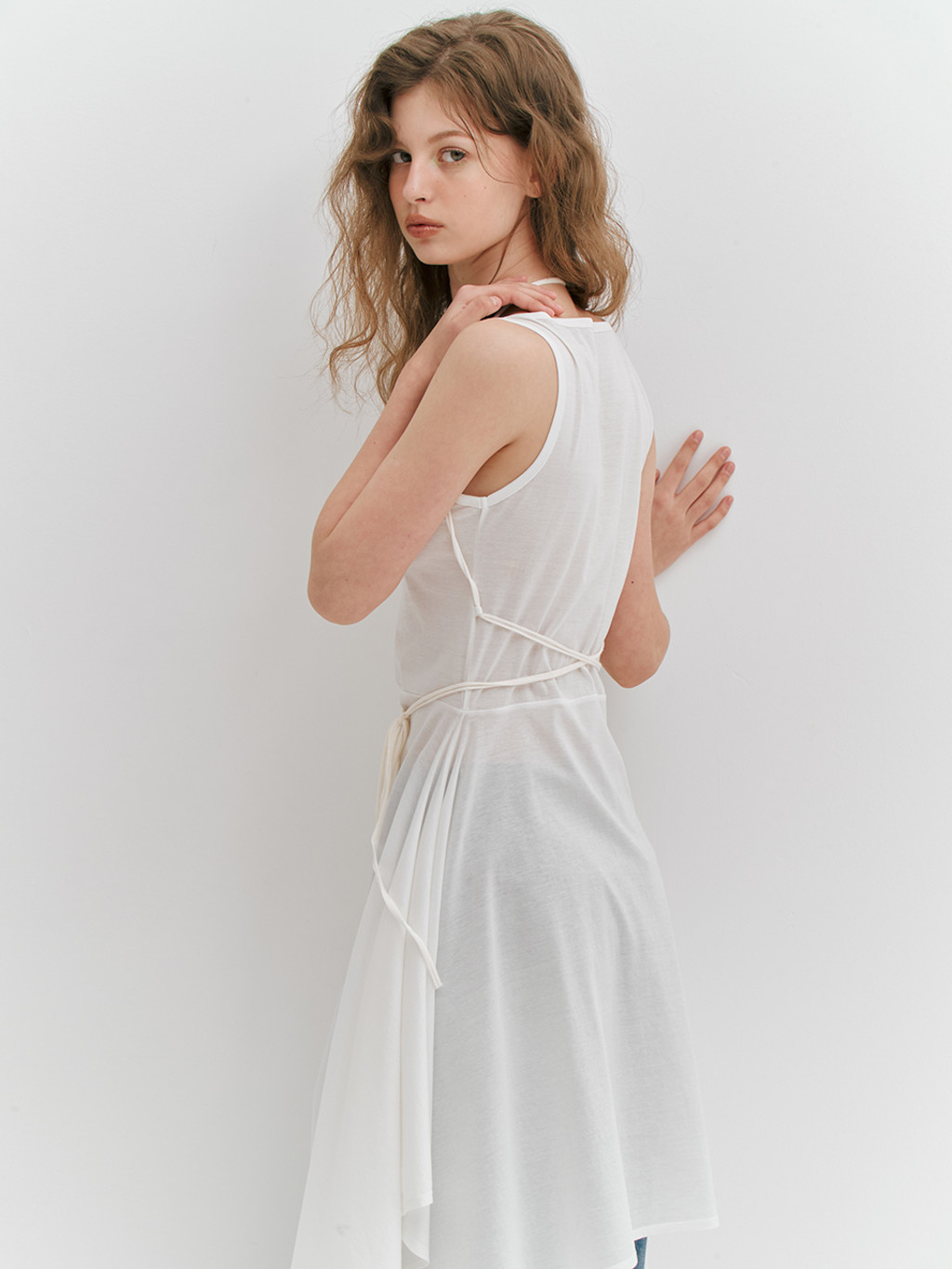 ★MEENDERI★STRAP CUTTING JERSEY DRESS - WHITE★正規品/人気 MUSINSA | MEENDERI STRAP CUTTING JERSEY DRESS - WHITE