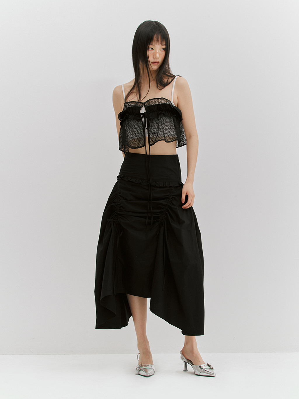 ★MEENDERI★SHIRRING RIBBON LONG SKIRT - BLACK★正規品/人気 MUSINSA | MEENDERI SHIRRING RIBBON LONG SKIRT - BLACK