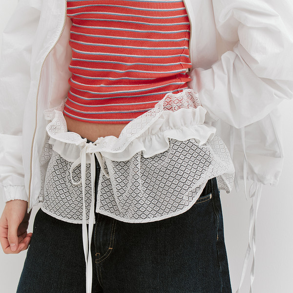 ★MEENDERI★LACE SHIRRING WRAP SKIRT - WHITE★正規品/送料込 LACE SHIRRING WRAP SKIRT - WHITE : MEENDERI | 민더리
