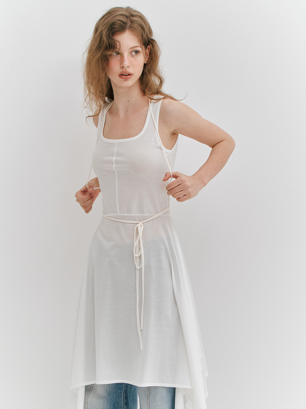 ★MEENDERI★STRAP CUTTING JERSEY DRESS - WHITE★正規品/人気 MUSINSA | MEENDERI STRAP CUTTING JERSEY DRESS - WHITE