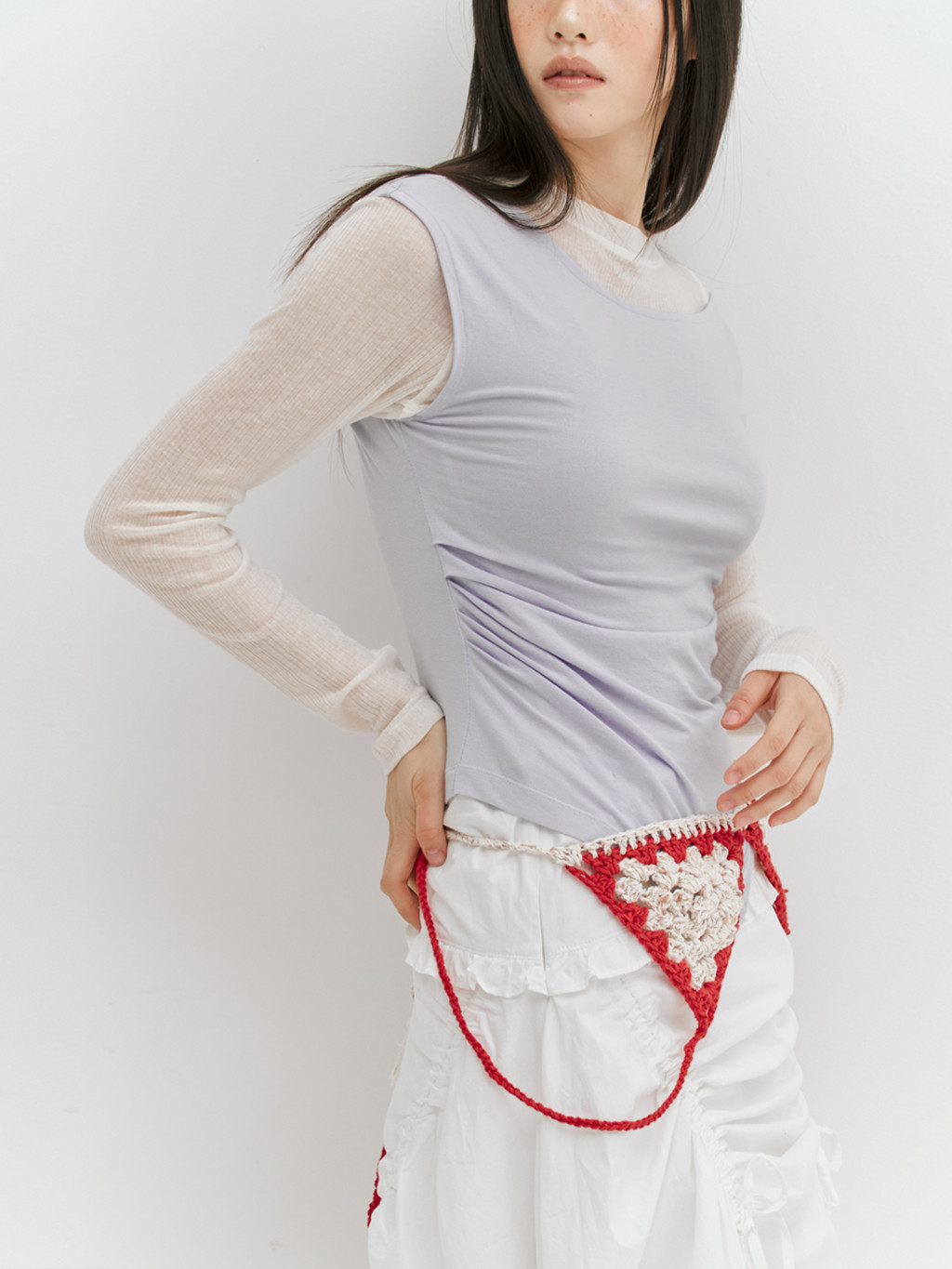 ★MEENDERI★UNBALANCE SHIRRING SLEEVELESS - LAVENDER★正規品 MUSINSA | MEENDERI UNBALANCE SHIRRING SLEEVELESS - LAVENDER