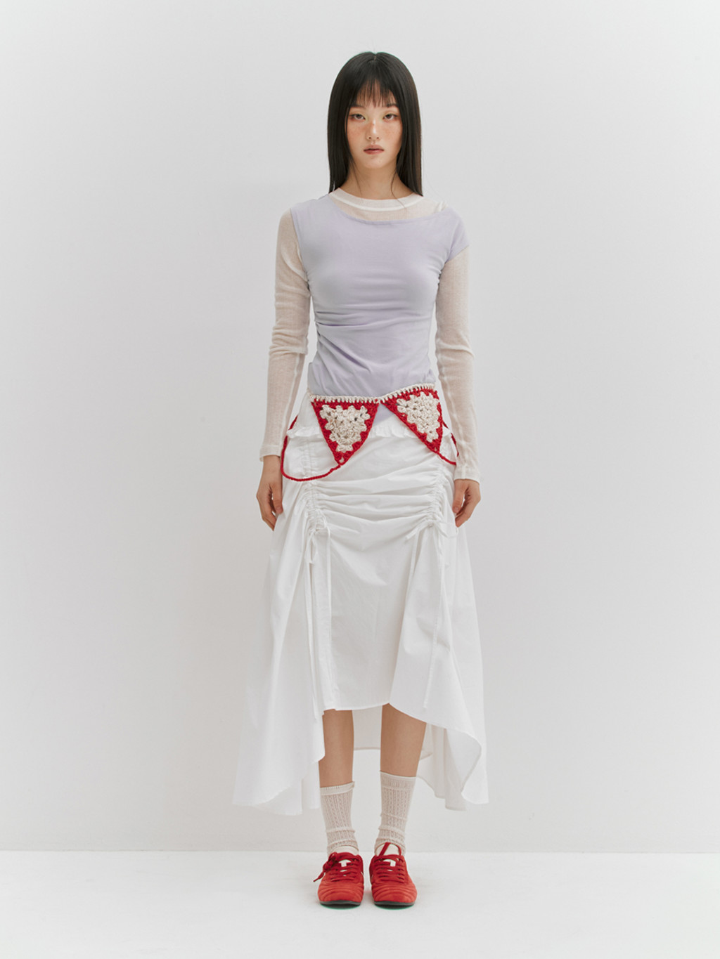 ★MEENDERI★UNBALANCE SHIRRING SLEEVELESS - LAVENDER★正規品 MUSINSA公式 | DUNST FOR WOMEN SHIRRING SLEEVELESS