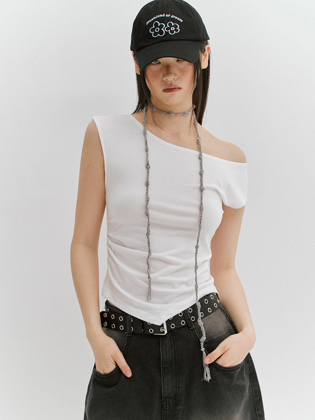 ★MEENDERI★UNBALANCE SHIRRING SLEEVELESS - BLACK★正規品 MUSINSA | MEENDERI UNBALANCE SHIRRING SLEEVELESS - BLACK