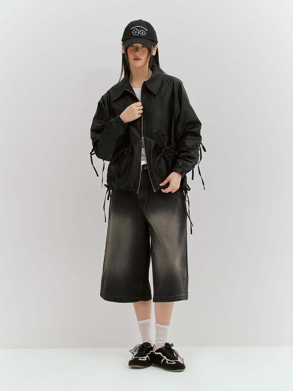 ★MEENDERI★SHIRRING RIBBON JACKET - BLACK★正規品/直送料込 MUSINSA公式 | MEENDERI SHIRRING RIBBON JACKET