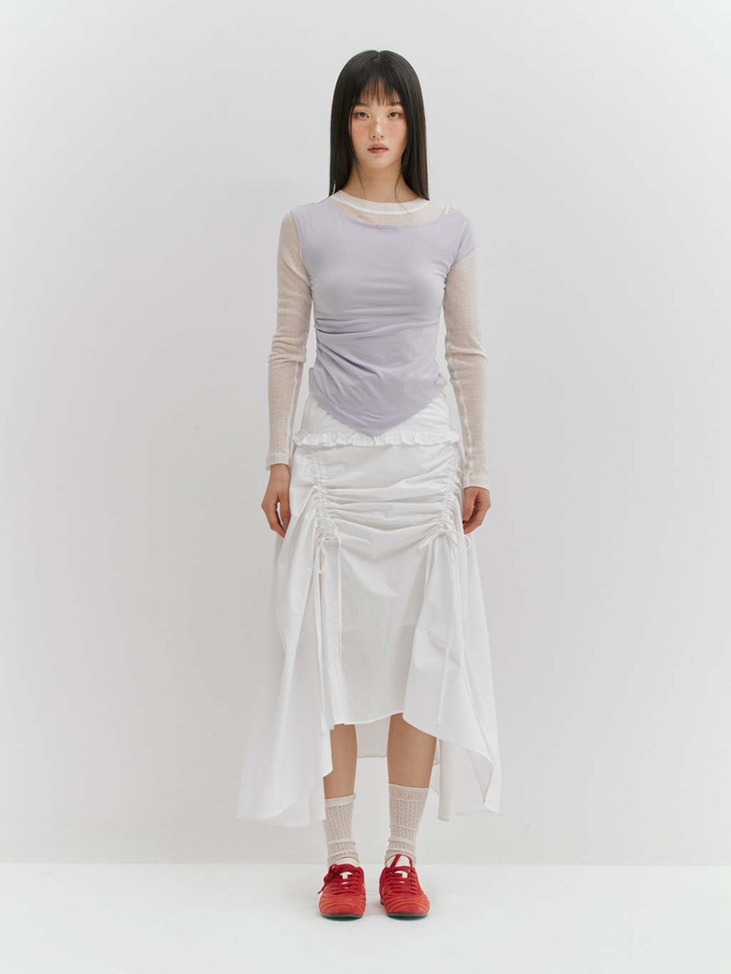 ★MEENDERI★UNBALANCE SHIRRING SLEEVELESS - WHITE★正規品 MUSINSA | MEENDERI TRACK UNBALANCE SLEEVELESS TOP - WHITE
