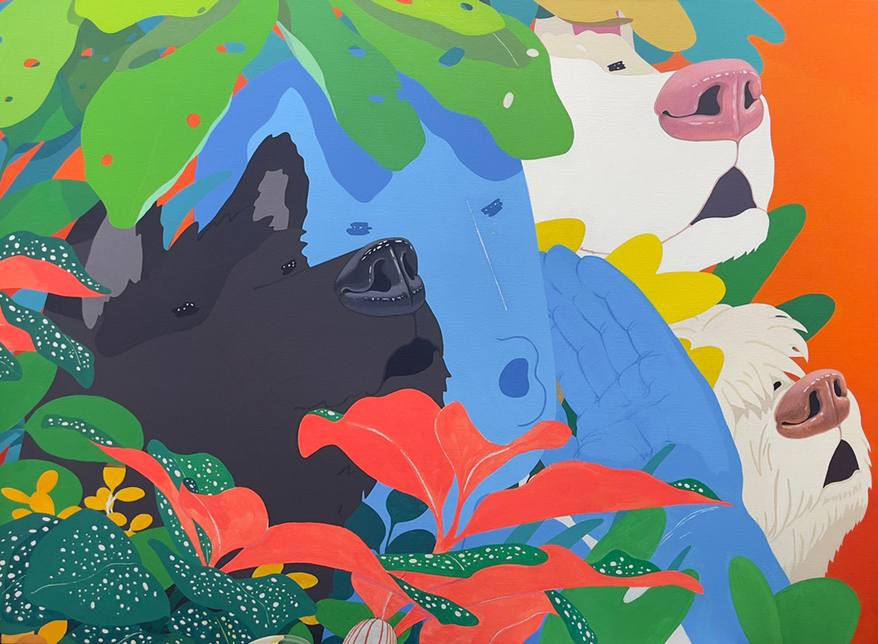 S#22 Howl_같이 부르기 52 x 72cm 광목에 아크릴릭 과슈, 백토 2022