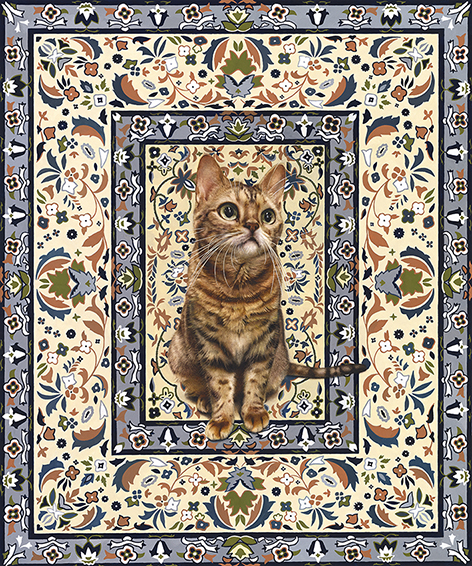 카펫위의 고양이, 45 x 50cm, watercolor, acrylic gouache on paper, 2022 (250)