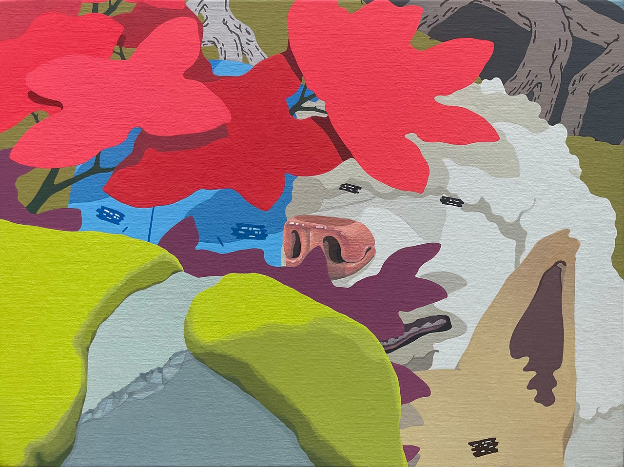 S33_코 앞까지, 24.5x33.5, 광목에 벽화기법, 2024