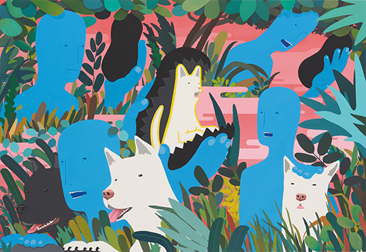 S#21_비인의 숲_몽타주 80.5 x 117 cm 광목에 아크릴릭 과슈 2020