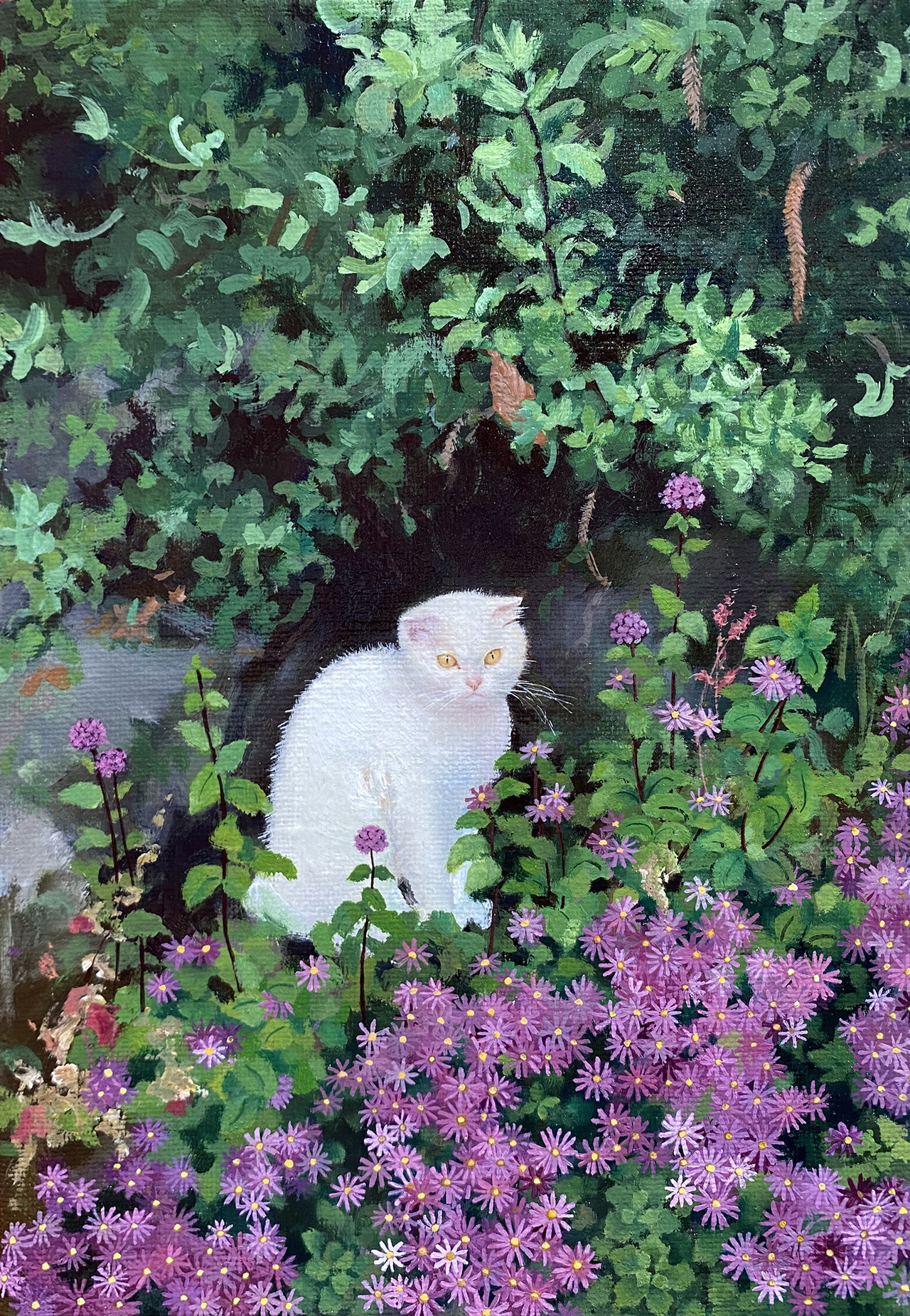 고양이정원 25.8 x 17.9cm, oil on canvas 2022