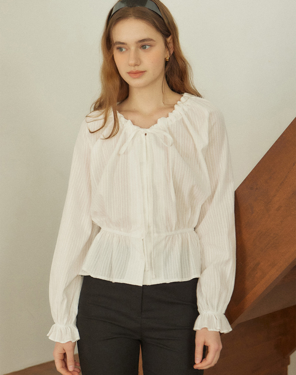 [OUNCE] holter shirring blouse