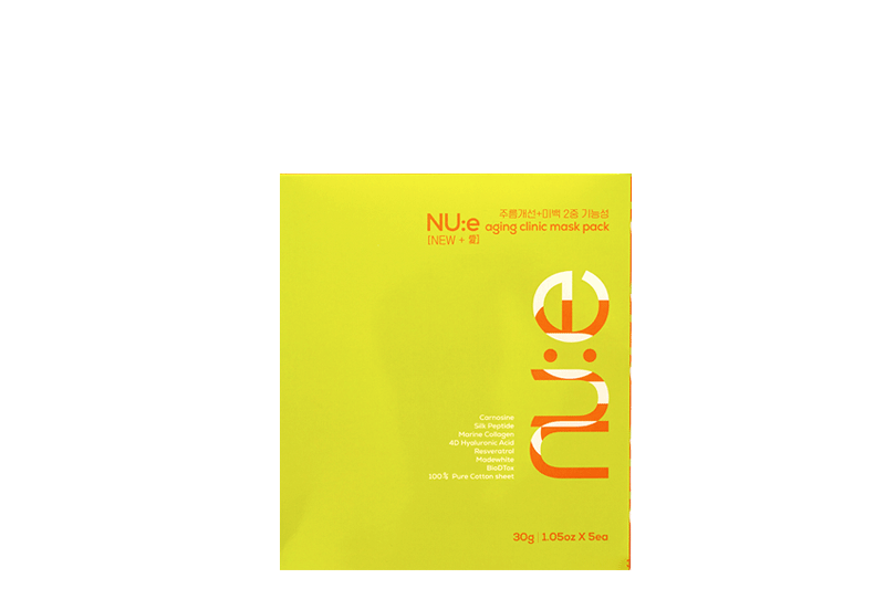 누에 에이징 클리닉 마스크팩 – 실크 펩타이드와 카르노신 성분이 함유되어 주름 개선, 미백, 보습을 동시에 케어하며  민감성 피부 자극테스트를 완료한 프리미엄 기능성 마스크팩
