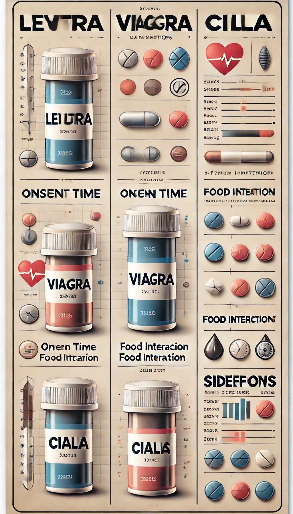  레비트라(Levitra) vs 비아그라(Viagra) vs 시알리스(Cialis) 비교