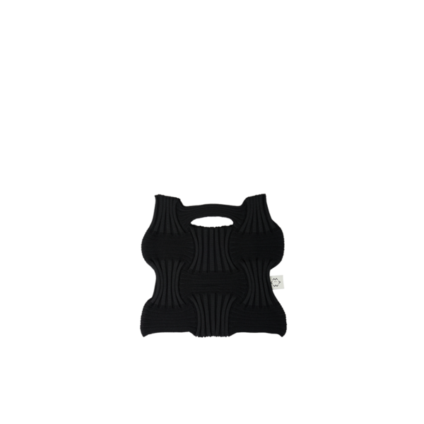 New Bow Bag Black : PLEATSMAMA: Sustainable Knit Pleats Bag