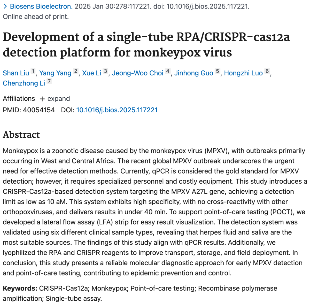 Development of a single-tube RPA/CRISPR-cas12a detection platform for ...