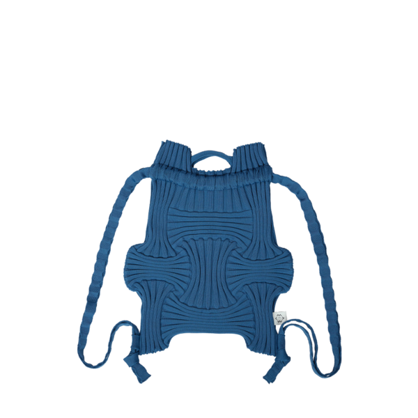 New Bow Backpack Blue : PLEATSMAMA: Sustainable Knit Pleats Bag
