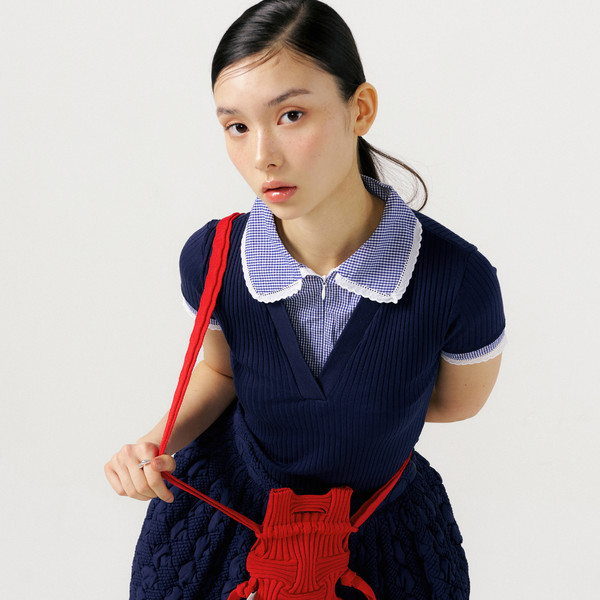 【PLEATSMAMA】Mini Cross Bow bag☆韓国 新作☆バッグ☆送料込 PLEATSMAMA: Sustainable Knit Pleats Bag