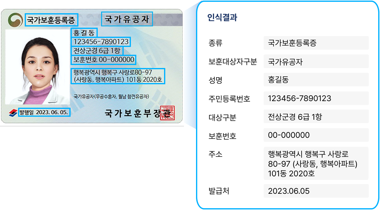 국가보훈등록증 인식