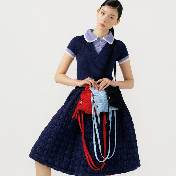 早期完売★PLEATSMAMA★Mini Cross Bow Bag★日本未入荷★大人気 Mini Cross Bow Bag Light Blue : PLEATSMAMA: Sustainable Knit