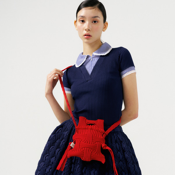 NEW【PLEATSMAMA】Mini Cross Bow Bag (10 色) Mini Cross Bow Bag Light Blue : PLEATSMAMA: Sustainable Knit