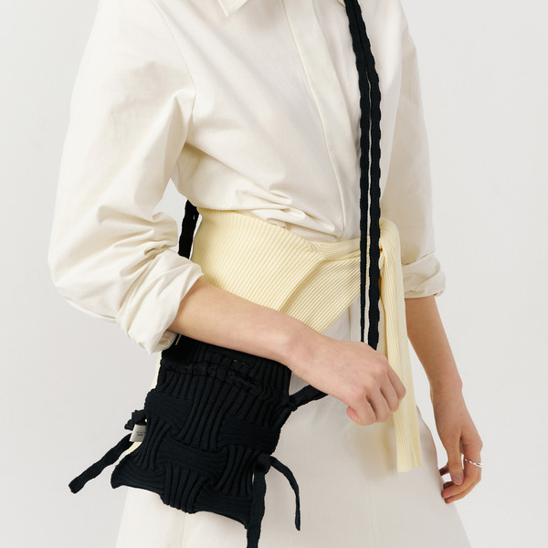 Mini Cross Bow Bag Yellow : PLEATSMAMA: Sustainable Knit