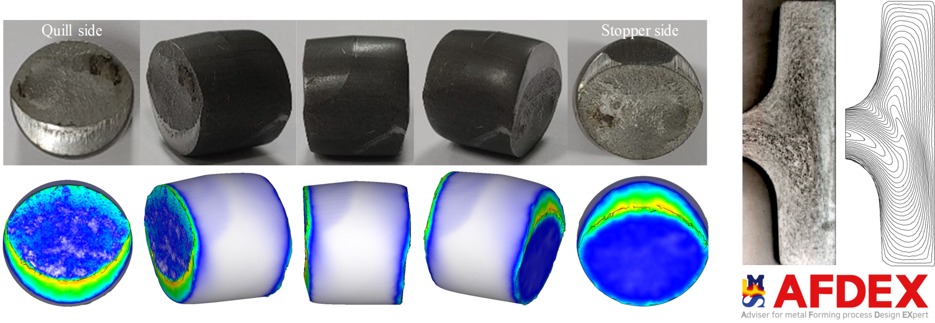 Examples of fastener and hot forging, demonstrating the high accuracy of AFDEX forging simulation software.