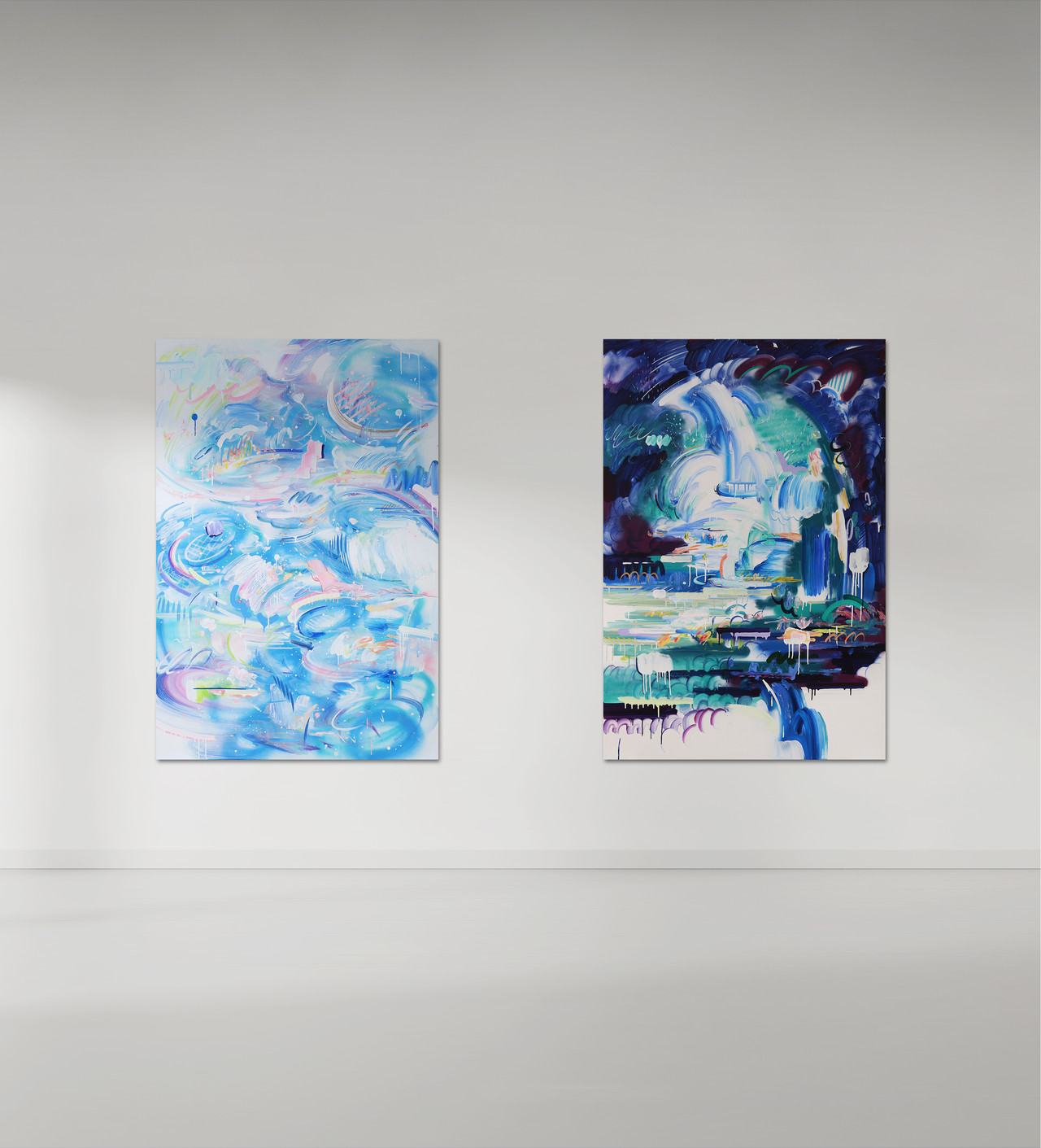 연속적 블루 9~10, Interminable Blue 9~10, Acrylic on Canvas, 193.9 × 130.3cm, 2022
