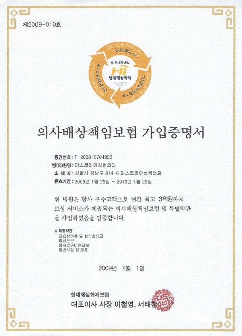 현대해상 보험 증권