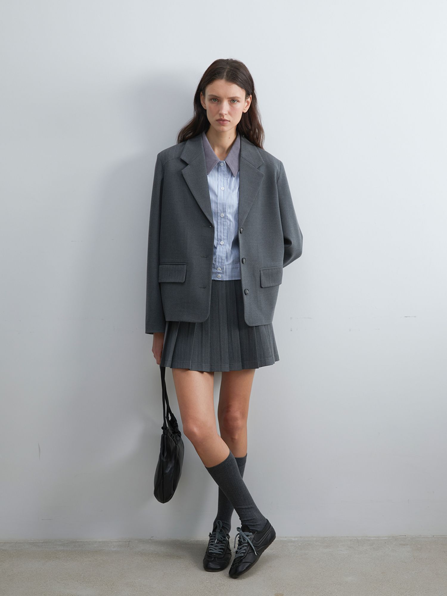 Subtle Stripe Preppy Jacket & Pleated Skirt Set-up ( Sold Separately ...