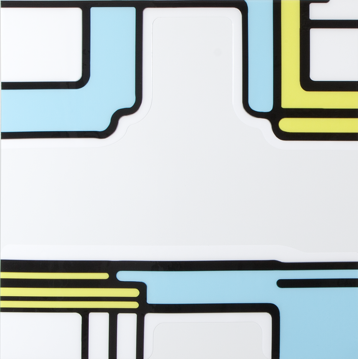 브래드 햄튼 Jfold, 2012-2013, Ink, puffy stickers on aluminum panel, 101.6x101.6cm