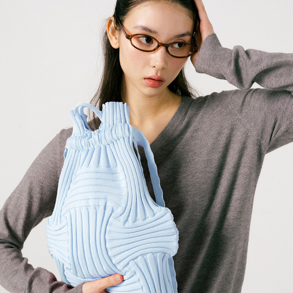 PLEATS MAMA ♥ NEW Bow Bag/追跡付 New Bow Backpack Lightblue : PLEATSMAMA: Sustainable Knit