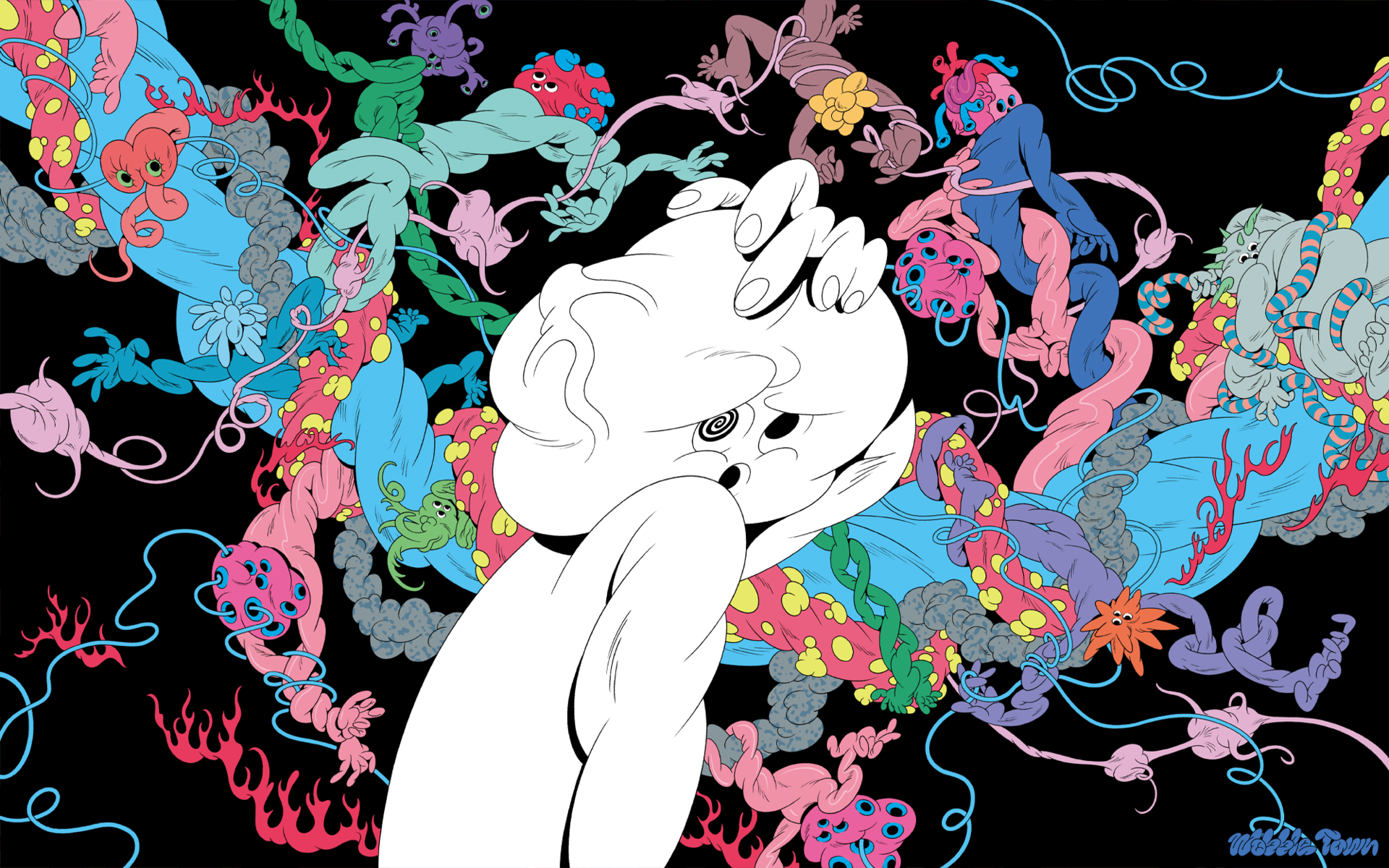 <p class="text-left">Thought Twister | 2025 Digital Illustration | 700 x 437 cm</p>