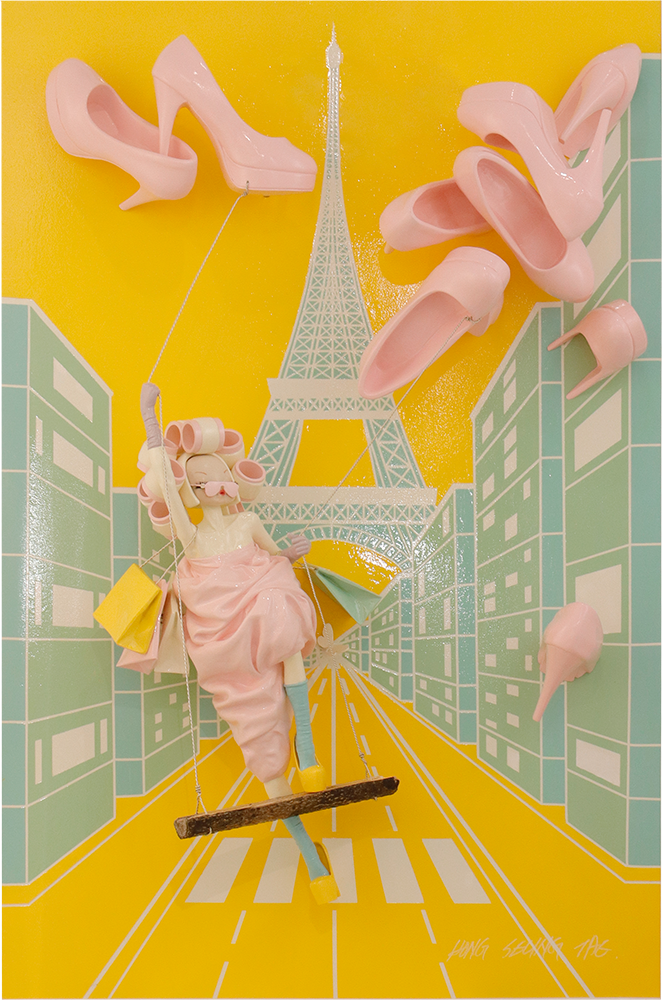 <br><b style="font-size:20px;">Delivery love 미인도 시리즈</b><br>120 x 80 x 20 cm 50호<br>mixed media<br>2024