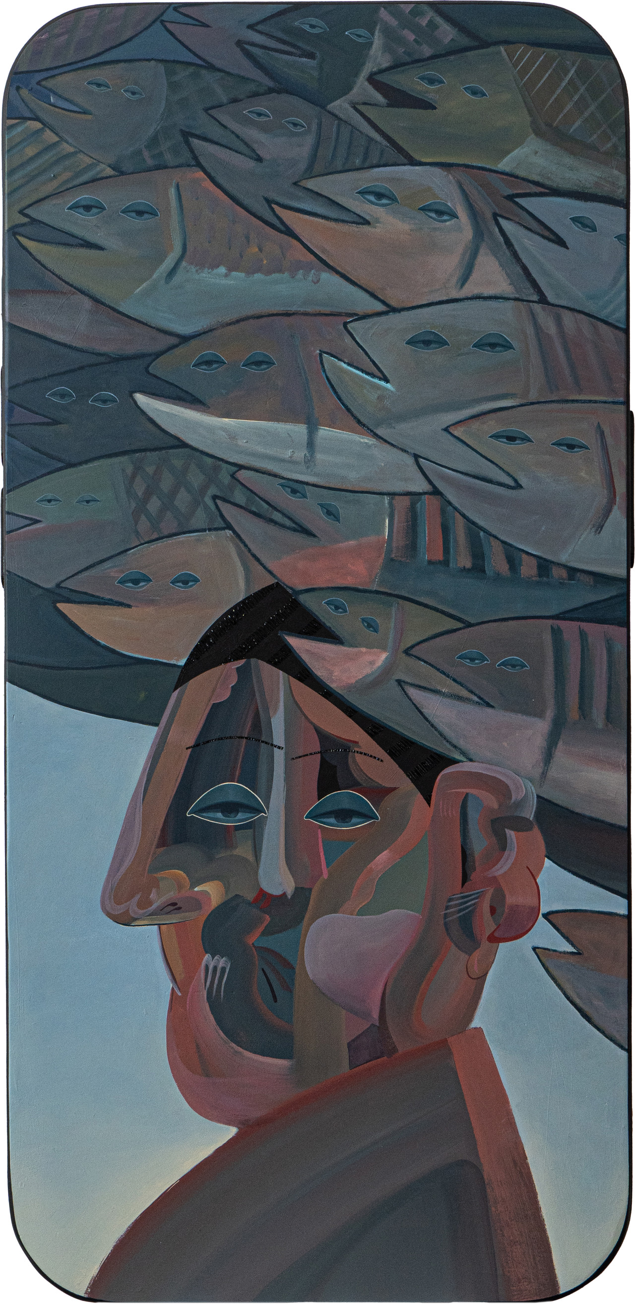 수레바퀴_2024_Acrylic on resin_400*814.7151mm