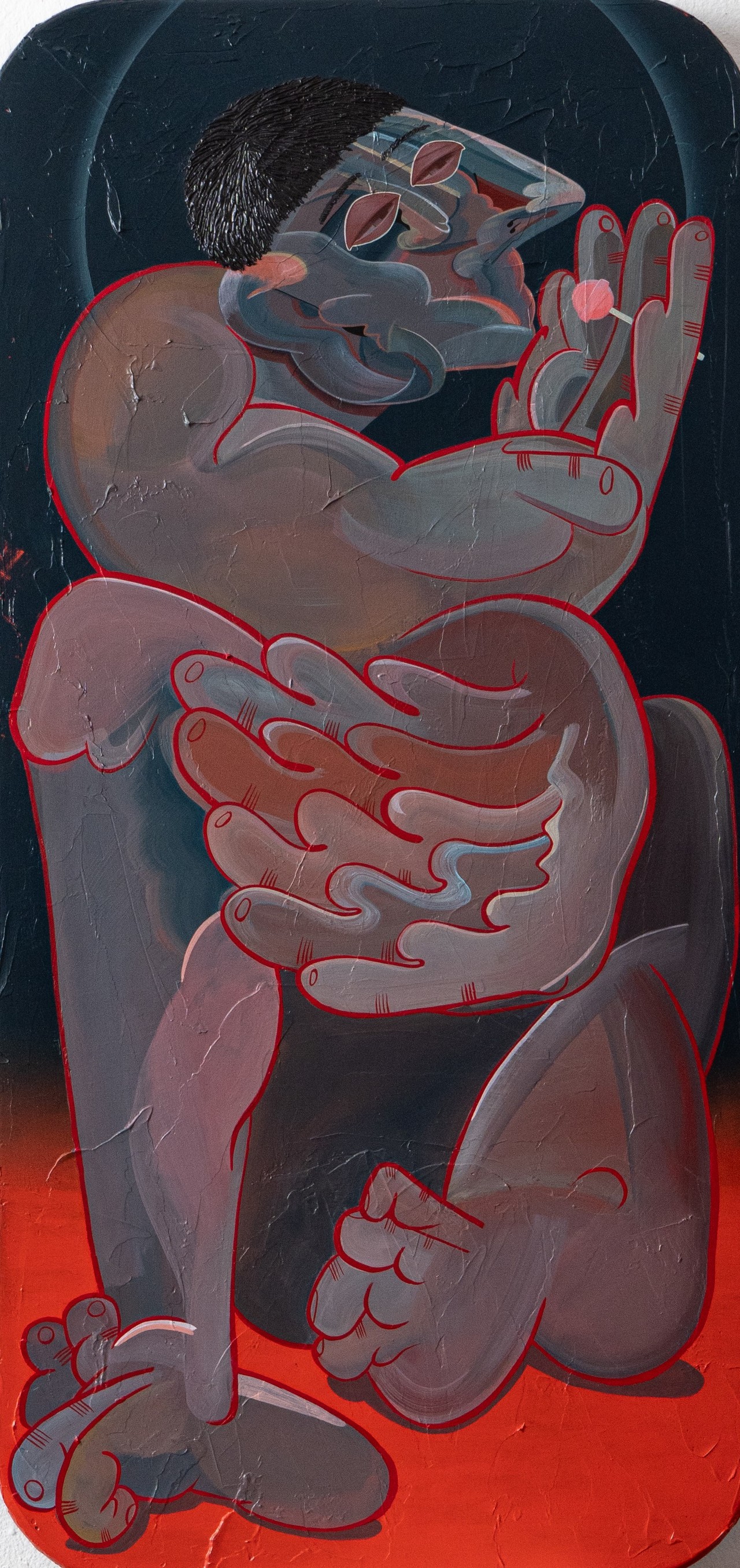 어린 새벽_2024_Acrylic on resin_400*814.7151mm