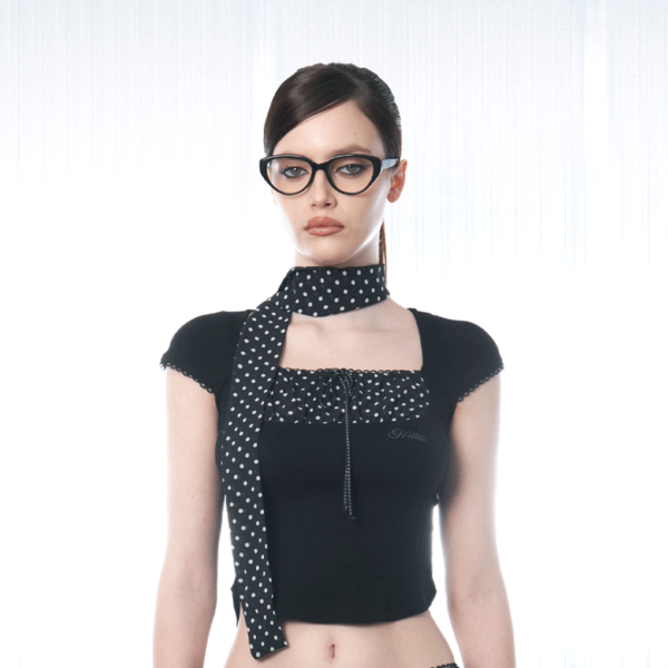 トップス hillda Dot Square Crop Top ドットスクエアクロップトップ [Black] - HILLDA | 60% - アジア