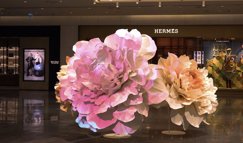 Digital Art Installation with Flowers