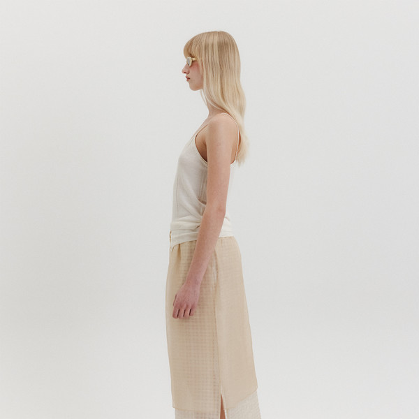 ★EENK★ Organza Layered Long Skirt Organza Layered Long Skirt - Cream : EENK SHOP